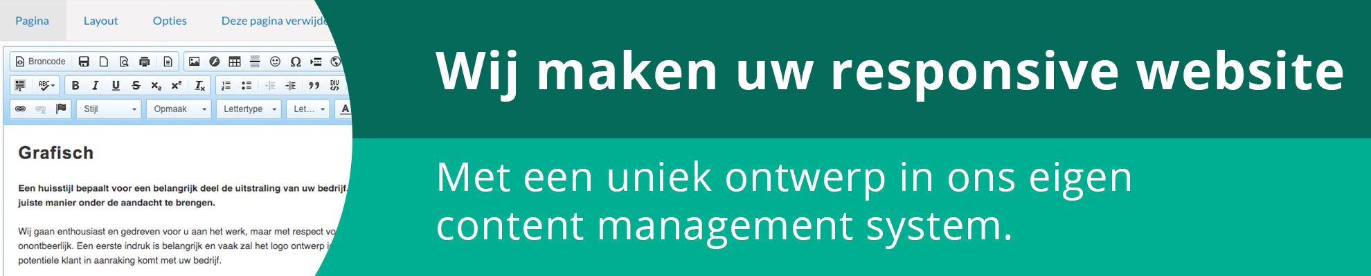 Responsive website met een uniek ontwerp in ons eigen CMS